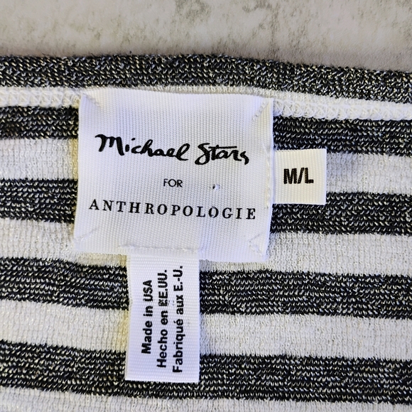 Michael Stars for Anthropologie Long Sleeve Shine Stripe Top V Neck Size M/L - Picture 6 of 10